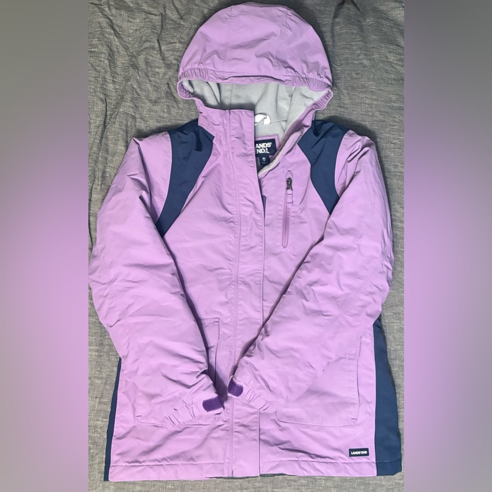 Lands' End Lavender and Gray Hooded Jacket